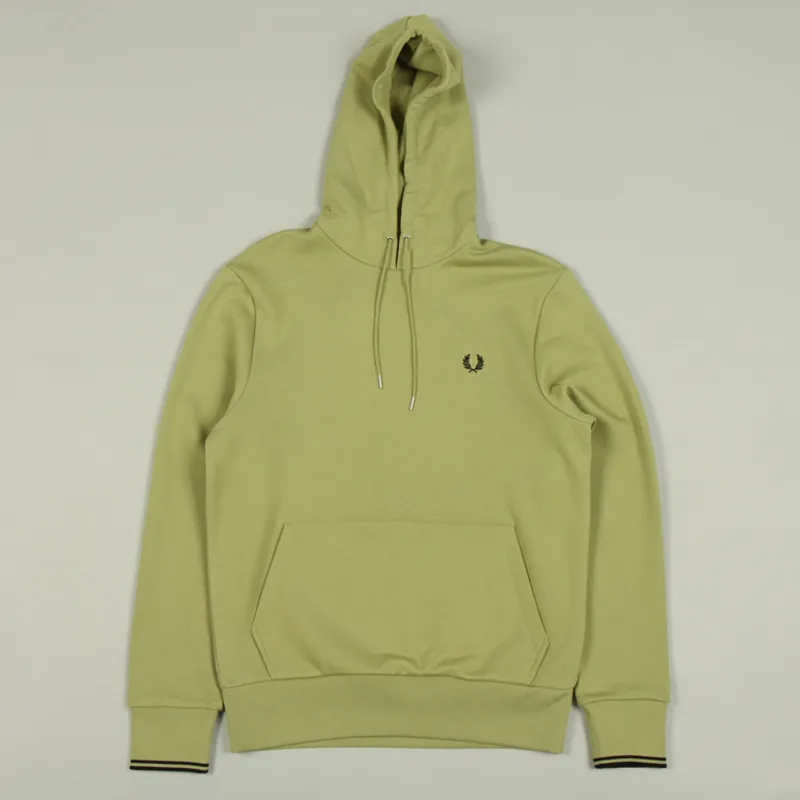 Fred Perry Tipped Hooded Sweatshirt - Sage Green